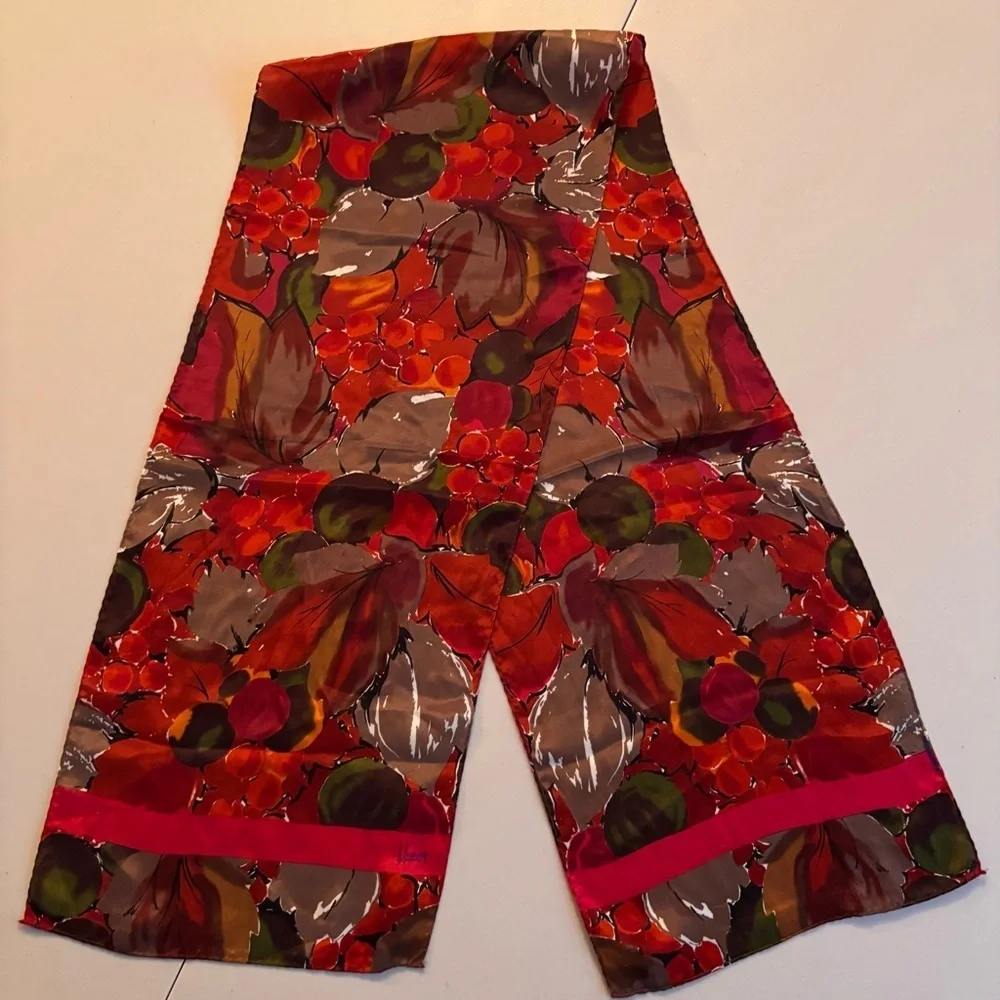 VINTAGE: Honey | rectangular floral print silk scarf